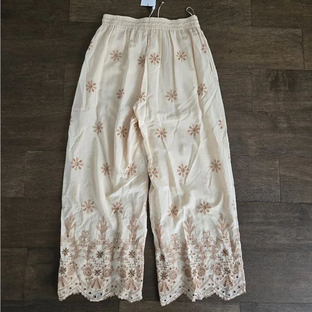 Zara ZW Embroidered Wide Leg Pants size M - Picture 10 of 11